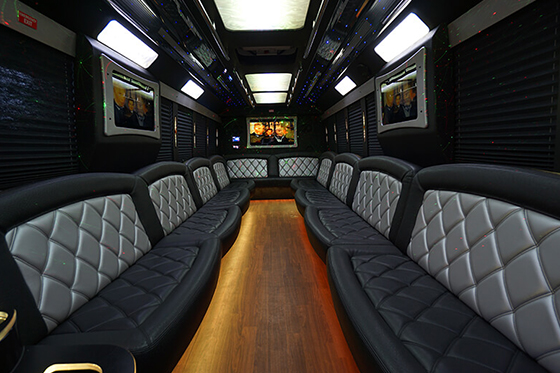 built-in bar on party bus